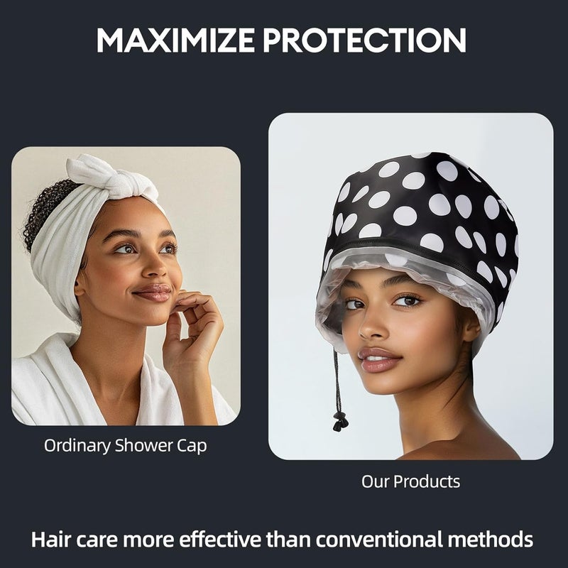 LIARTY Electric Hair Steamer Cap with 2 Mode Temperature Control, Removable Washable Thermal Spa Hat for Home Hair Care (Black & White) - Image 3